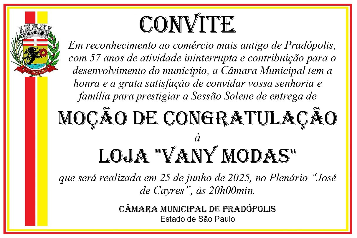 Convite - Moção de Congratulação.
