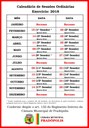 Calendário das Sessões Ordinárias Exercício 2018.