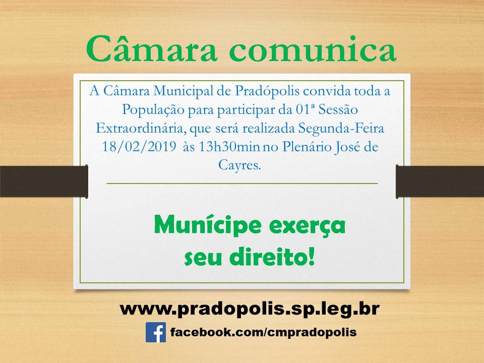 Convite 01ª Sessão Extraordinária.