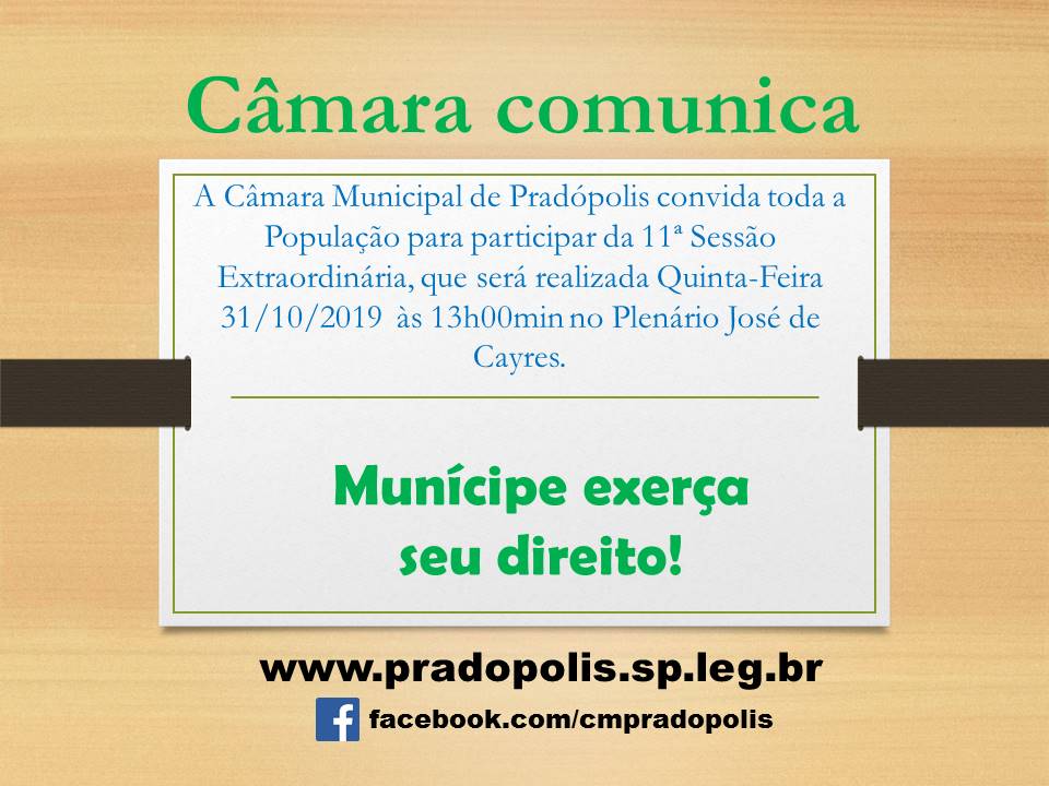 Convite 11ª Sessão Extraordinária.