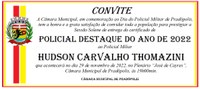 Convite - Homenagem ao Policial do Ano de 2022.