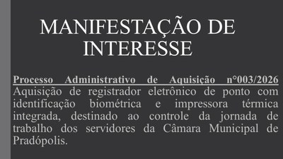 Manifestação de Interesse nº 003/2026.