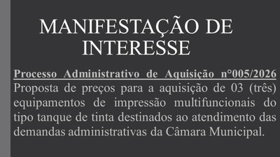 Manifestação de Interesse nº 005/2026.