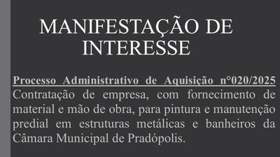 Manifestação de Interesse nº 020/2025.